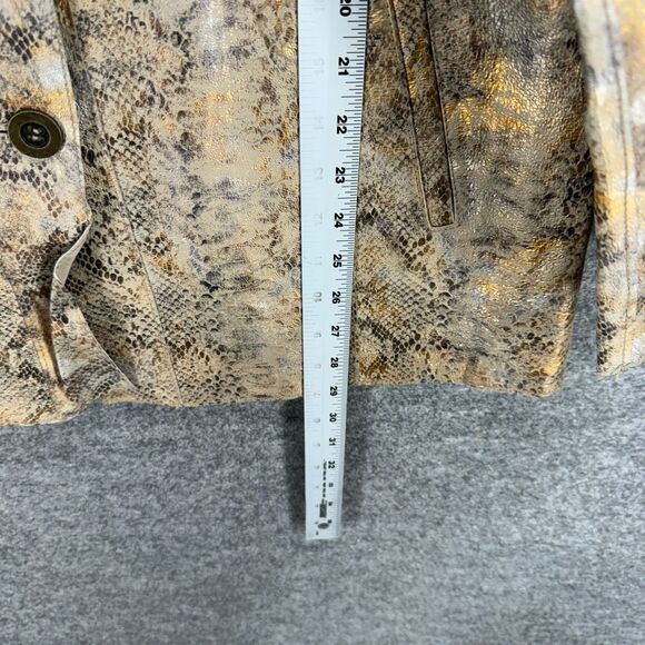 Chico's Jacket Women 2 Gray Animal Print Button Up Leather Long Sleeve Pockets - Picture 4 of 6